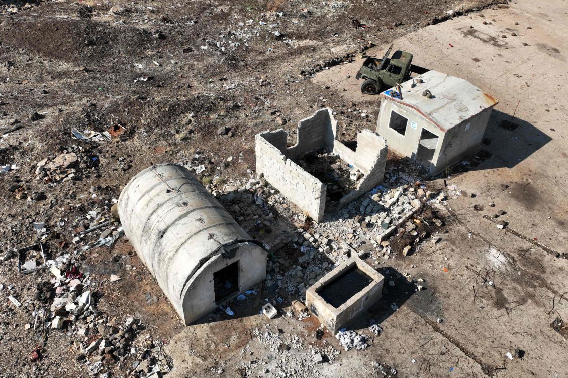 This aerial view shows an abandoned Syrian Assad regime army position in Tal Ash Shahm near the border with the Israeli-occupied Golan Heights on January 3, 2025. (AFP)