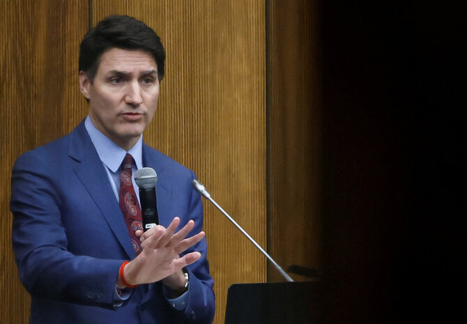 Canada's Prime Minister Justin Trudeau gestures as he addresses the Liberal party caucus meeting in Ottawa, Ontario on December 16, 2024. (REUTERS/File)
