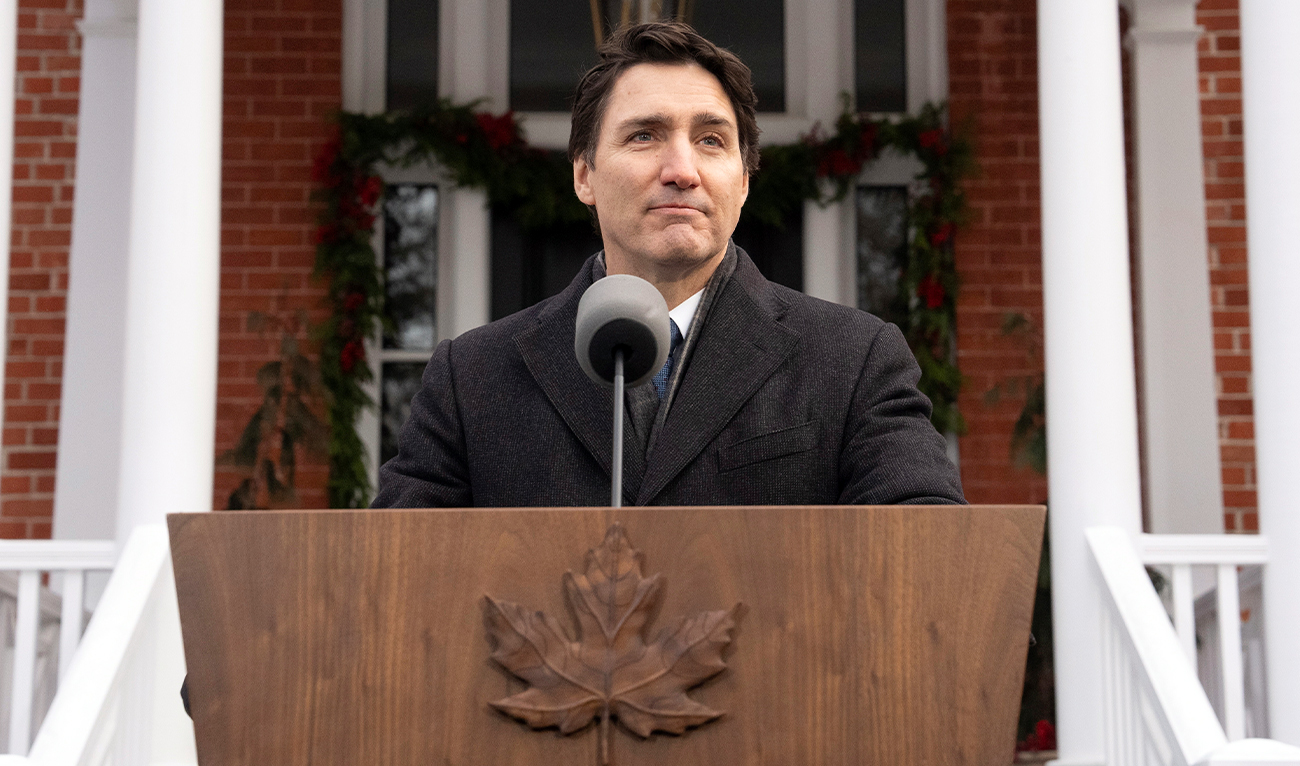 Canadian Prime Minister Justin Trudeau speaks during a news conference at Rideau Cottage in Ottawa, Canada, on January 6, 2025. (The Canadian Press/AP)