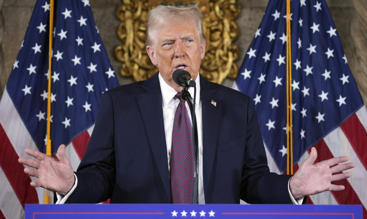 President-elect Donald Trump speaks during a news conference at Mar-a-Lago, Tuesday, Jan. 7, 2025, in Palm Beach, Fla. (AP)
