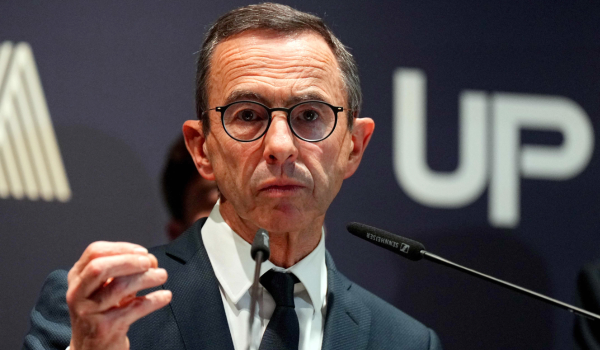 France's Minister of the Interior Bruno Retailleau delivers a speech during a joint New Year greetings ceremony from the Alliance Police Nationale union and Unsa police union at the the MusÈe des Arts Forains in Paris, on January 8, 2025. (AFP)