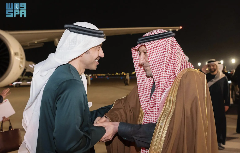 Sheikh Abdullah bin Zayed Al-Nahyan, the UAE Deputy Prime Minister and Minister of Foreign Affairs, arrived in Riyadh on Saturday. (SPA)