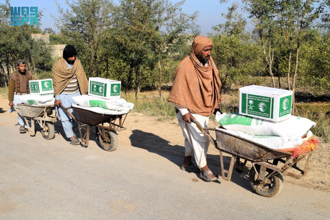 In Pakistan, 450 food baskets were distributed in Punjab’s flood-hit Layyah and Kot Addu districts. (SPA)