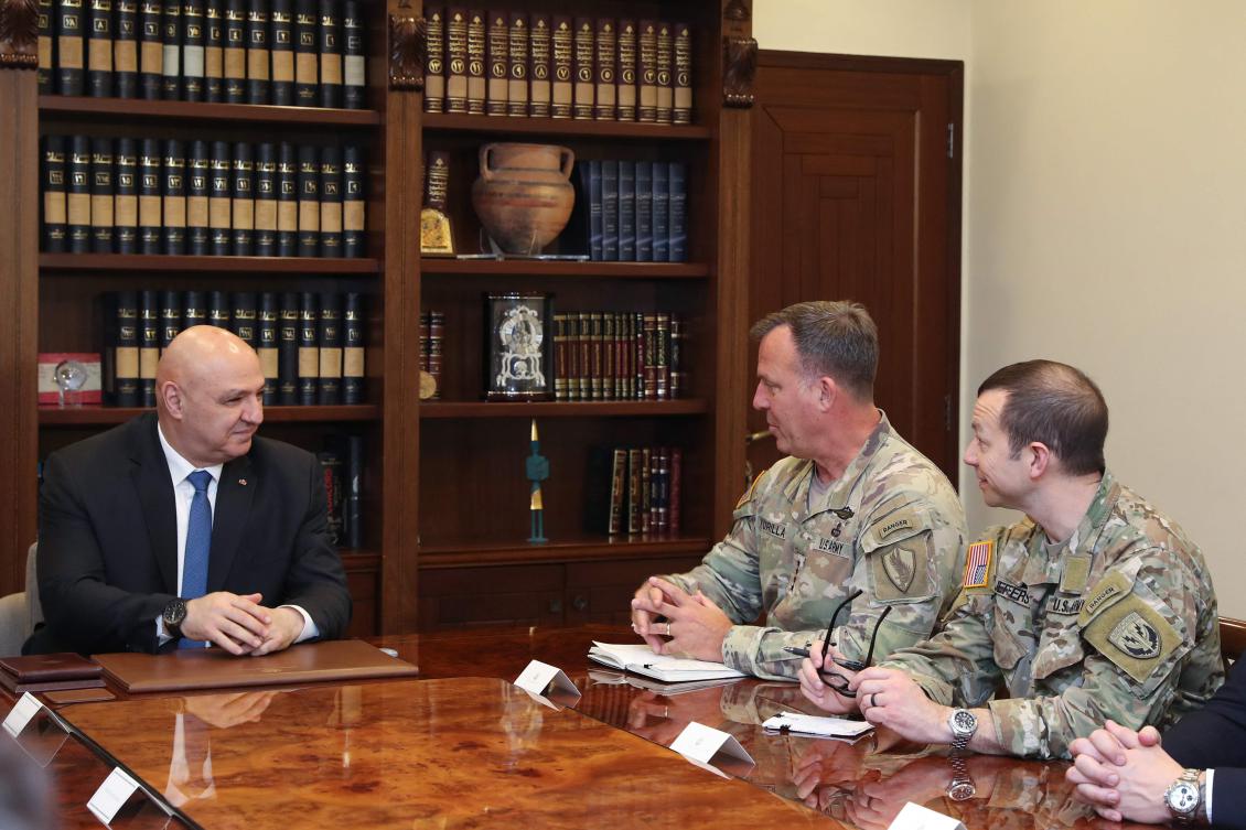 Lebanon’s new President Joseph Aoun (L) receives Lt. Gen. Michael Kurilla (2nd-R), commander of the US Central Command, and his accompanying delegation at the presidential palace in Baabda, east of Beirut on January 13, 2025. (AFP)