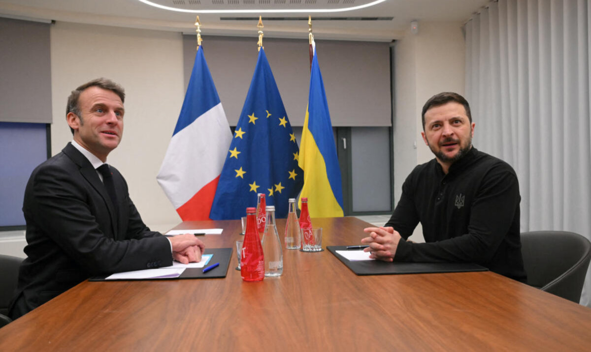 France's President Emmanuel Macron and Ukraine's President Volodymyr Zelensky pose before a meeting in Brussels, Belgium on December 18, 2024. (Reuters)