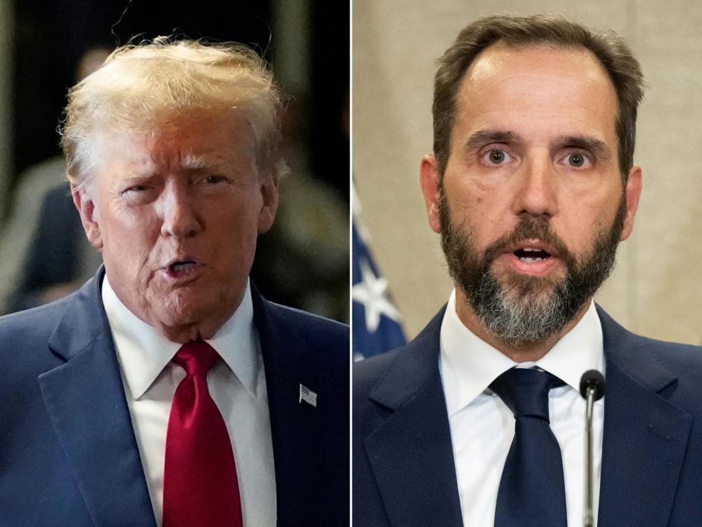 This combination of pictures created on November 25, 2024 shows former US President Donald Trump (left) on February 15, 2024 and special counsel Jack Smith (right) on August 1, 2023.(AFP)