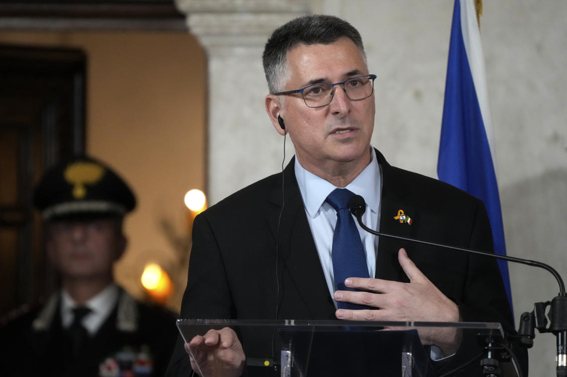 Israeli Foreign Minister Gideon Saar in Rome, Jan. 14 (AP)