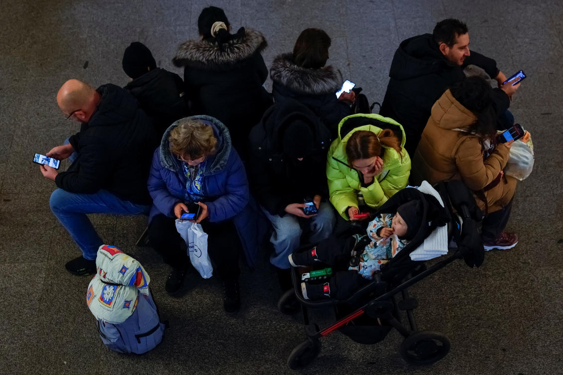 People take shelter inside a metro station during a Russian military strike, amid Russia's attack on Ukraine, in Kyiv, Ukraine January 15, 2025. (Reuters)