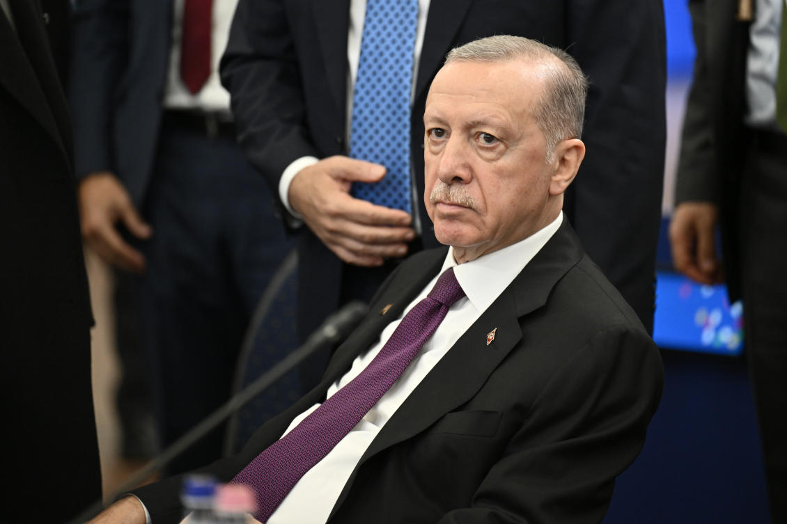 FILE - Turkey's President Recep Tayyip Erdogan attends a plenary session at the European Political Community (EPC) Summit in Budapest, Nov. 7, 2024. (AP)