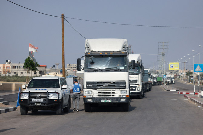 Egyptian President Abdel Fattah al-Sisi pointed on Wednesday to the "importance of accelerating the entry of urgent humanitarian aid" into Gaza as he welcomed a ceasefire agreement between Israel and Hamas. (AFP/File)