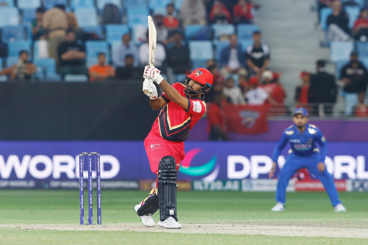 Fakhar Zaman of Desert Vipers in action during the win over the MI Emirates held at the Dubai International Cricket Stadium. (Vipin Pawar/ILT20)