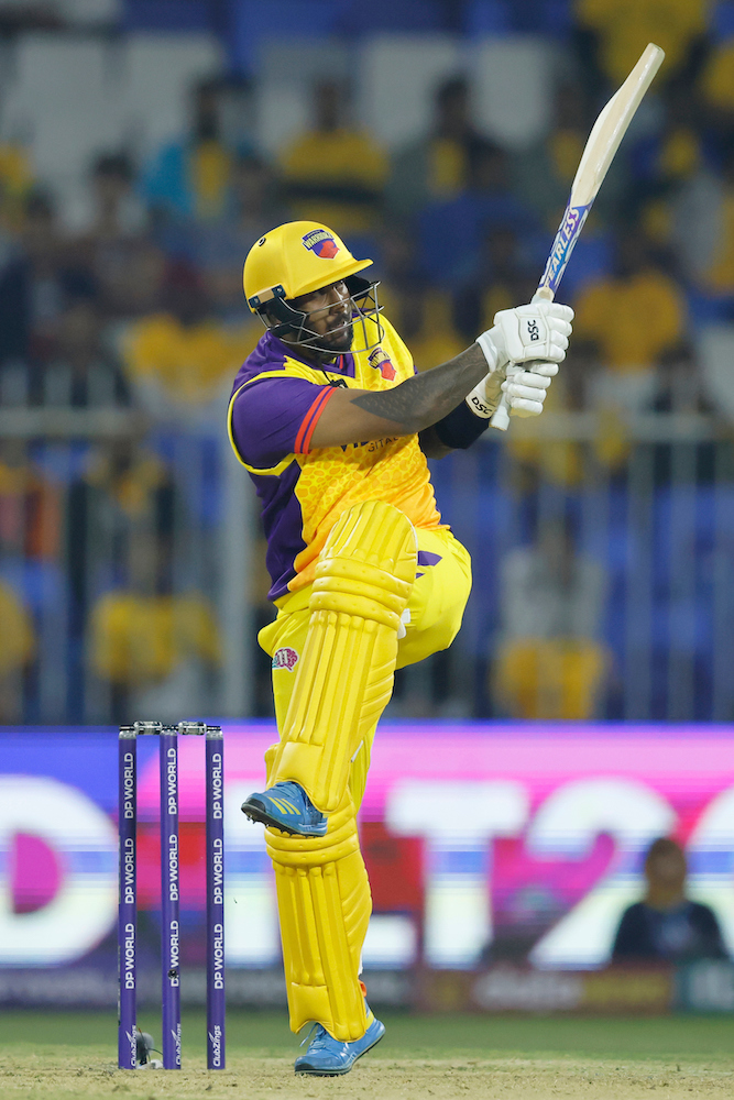 Avishka Fernando produced a stunning display of power-hitting to guide the Sharjah Warriorz to a thrilling five-wicket victory over the Dubai Capitals in the DP World International League T20 on Friday. (Supplied/ILT20)