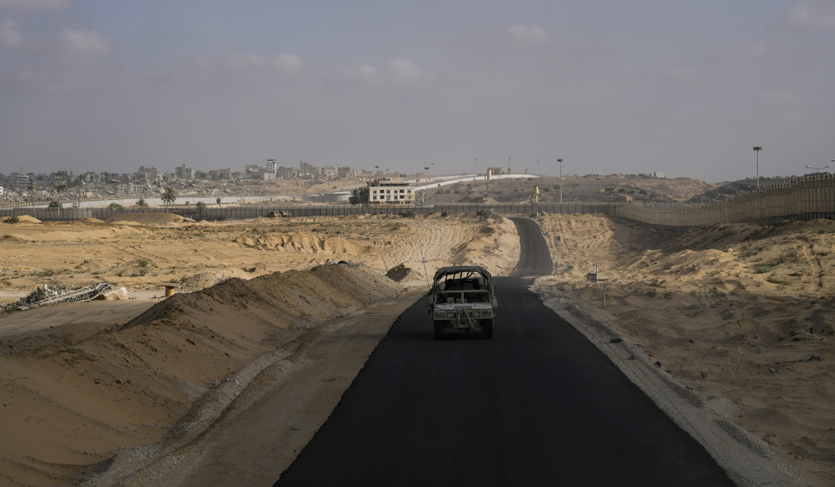 Israeli soldiers move along the Philadelphi Corridor along the border with Egypt, in the Gaza Strip on Friday, Sept. 13, 2024. (AP)
