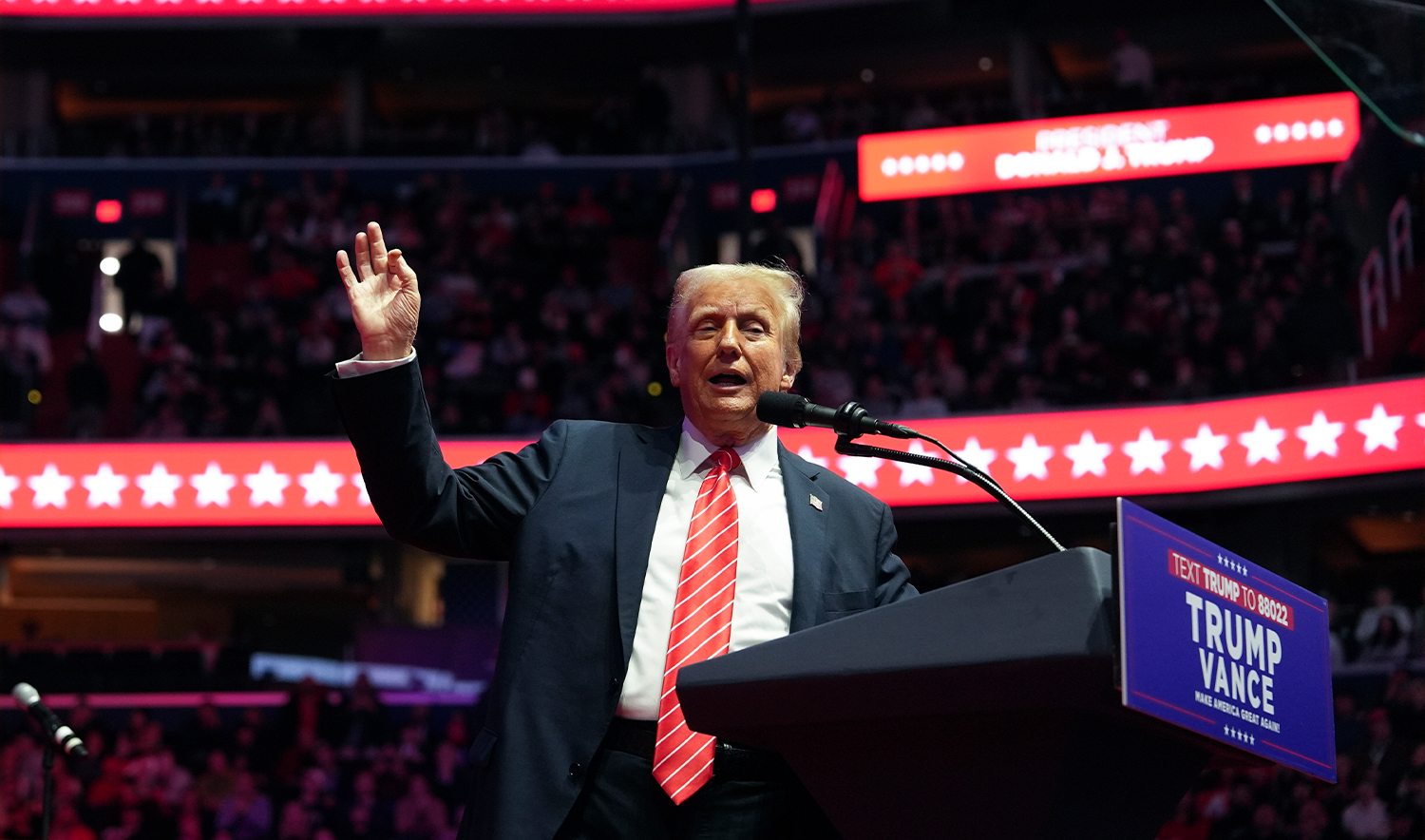President-elect Donald Trump speaks at a rally ahead of the 60th Presidential Inauguration in Washington on Jan. 19, 2025. (AP)