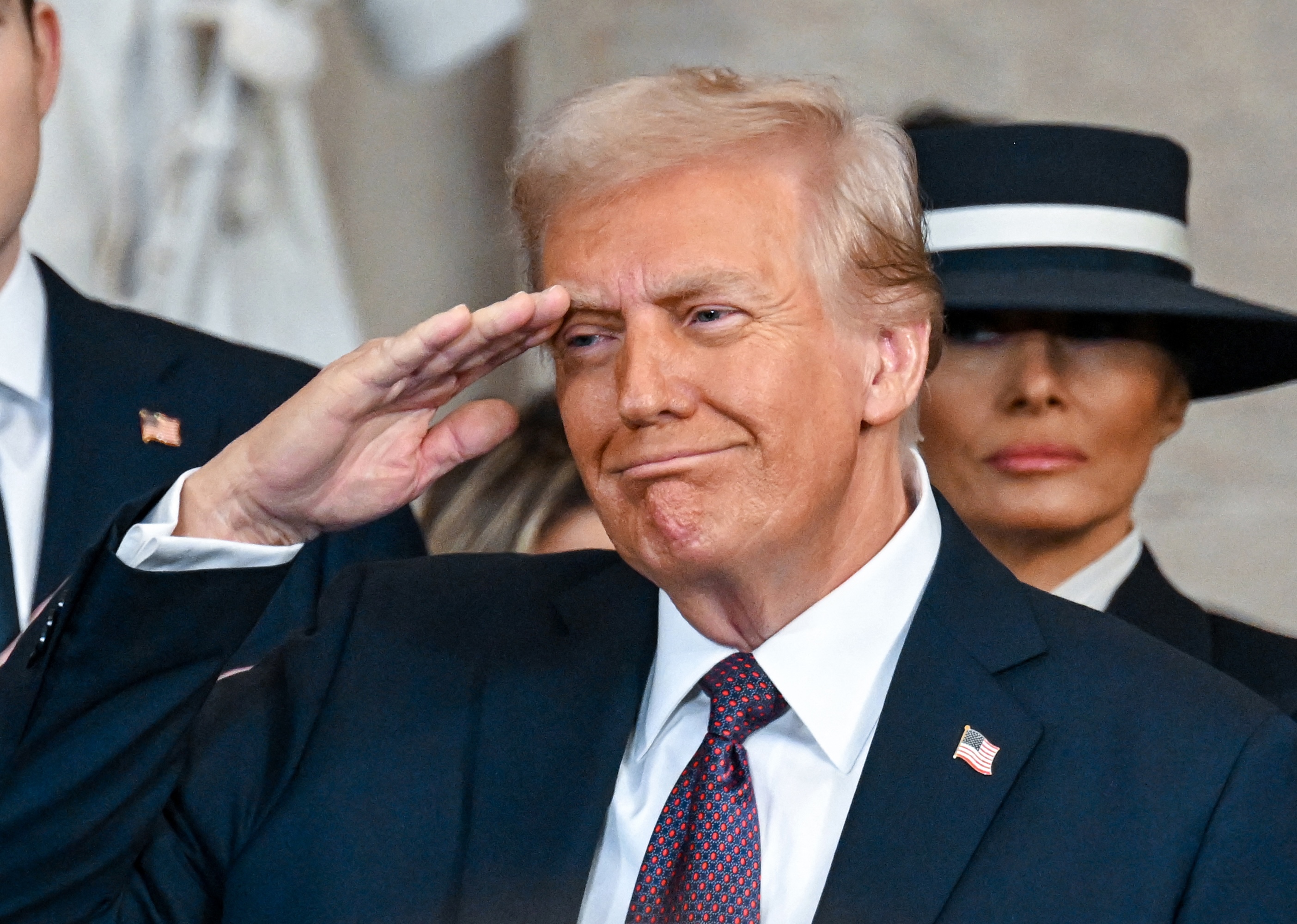 President Donald Trump and Melania Trump during the inauguration of Donald Trump as the 47th president of the United States in Washington, D.C., Jan. 20 (AFP)