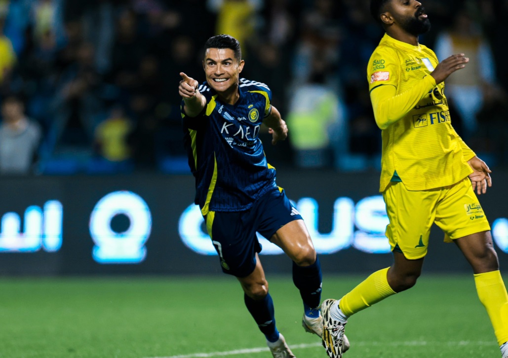 Cristiano Ronaldo opened the scoring midway through the second half, shooting home from the edge of the box for his 100th goal contribution for Al-Nassr. (X/@AlNassrFC_EN)