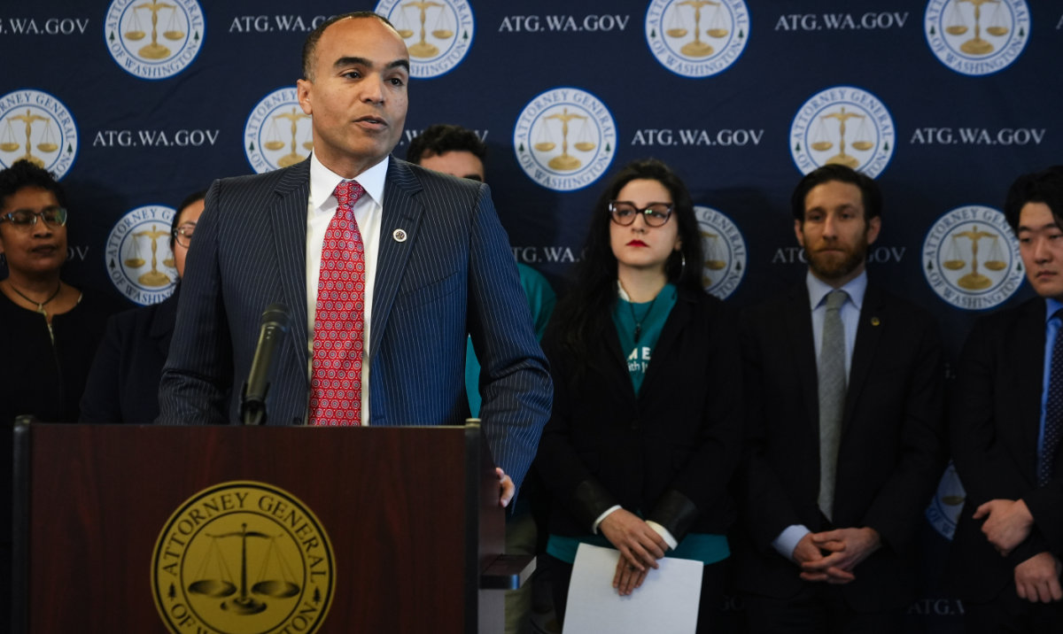 Washington Attorney General Nick Brown speaks during a news conference announcing that Washington will join a federal lawsuit to challenge President Donald Trump's executive order to end birthright citizenship Tuesday, Jan. 21, 2025, in Seattle. (AP)