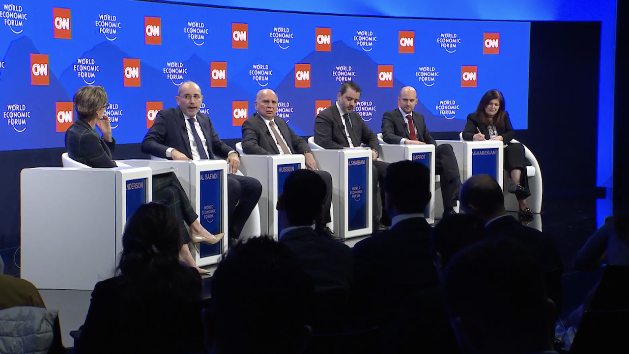 Speakers at the panel included Varsen Aghabekian, Palestinian Minister of State for Foreign Affairs, Asaad Hasan AlShaibani, Syrian Foreign Minister, Fuad Hussein, Iraqi Foreign Minister, and Ayman Al Safadi, Jordanian Foreign Minister. (Screen shot)