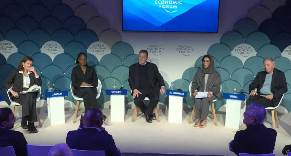 The Governments Rewired panel, featuring Maryam Al Hammadi, 2nd right, at WEF 2025. (Screengrab/YouTube)