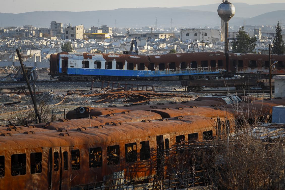 The Qadam train station, which was damaged during the civil war between rebel forces and ousted President Bashar Assad’s forces, stands in Damascus, Syria, Monday, Jan. 13, 2025. (AP)