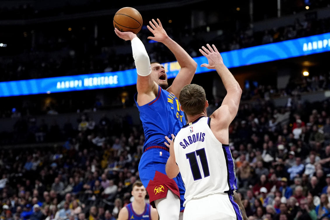 Denver Nuggets center Nikola Jokic joins Wilt Chamberlain as the only players in NBA history to record a game with at least 35 points, 20 rebounds and 15 assists. (Imagn Images)