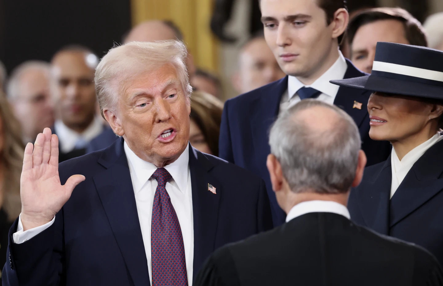 Donald Trump takes his oath as president at the Capitol in Washington on Jan. 20, 2025. (AP)