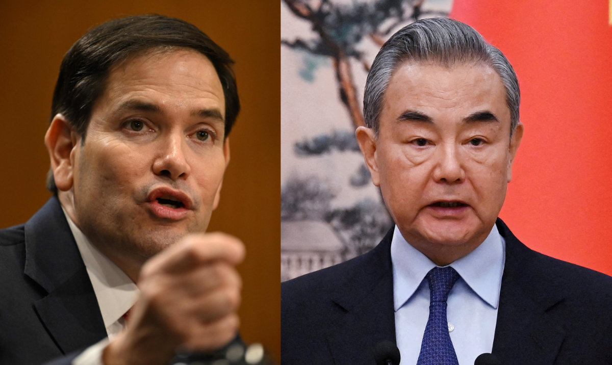 US Secretary of State Marco Rubio, left, and China's FM Wang Yi. (AFP/Reuters)