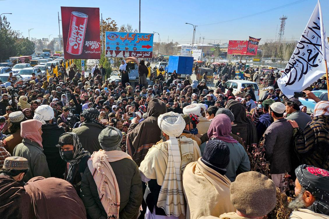 Some 200 Taliban supporters rallied in central Afghanistan on Sunday against the International Criminal Court chief prosecutor’s request for arrest warrants for two Taliban leaders. (AFP)
