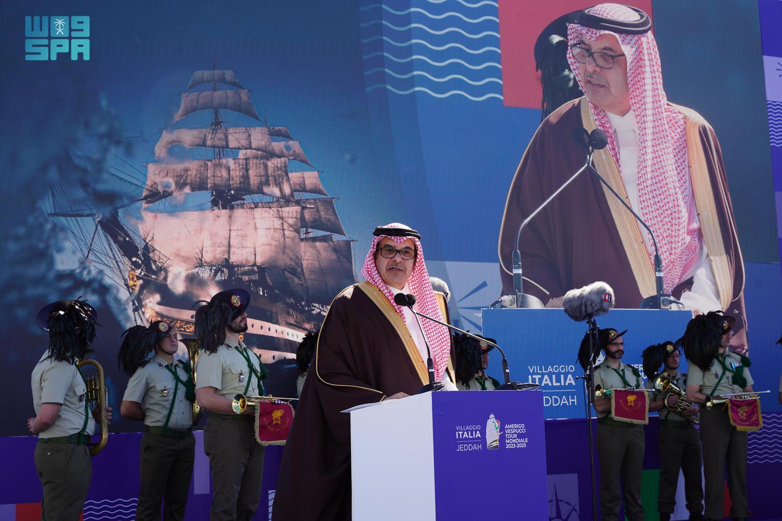 Saudi defense minister’s delegate receives historic Italian ship in Jeddah