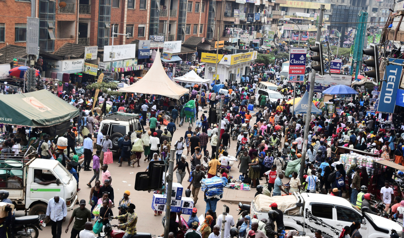 An aerial view shows the busy Namirembe road in the Central Business Centre after the health ministry announced an outbreak of Ebola virus in Uganda's capital, Kampala, January 30, 2025. (Reuters)