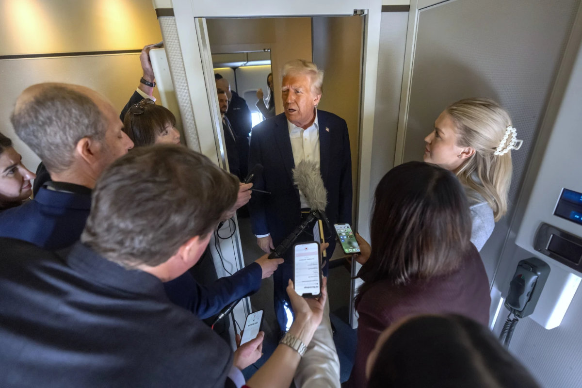 President Donald Trump speaks with reporters at the White House on Jan. 30, 2025, in Washington. (AP)