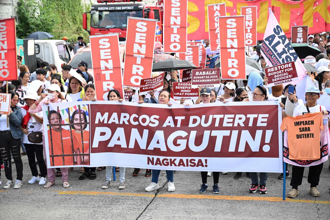 Around 4,000 people took part in the rally at the People Power monument in Manila on Jan٫ 31, 2025, police said. (AFP)