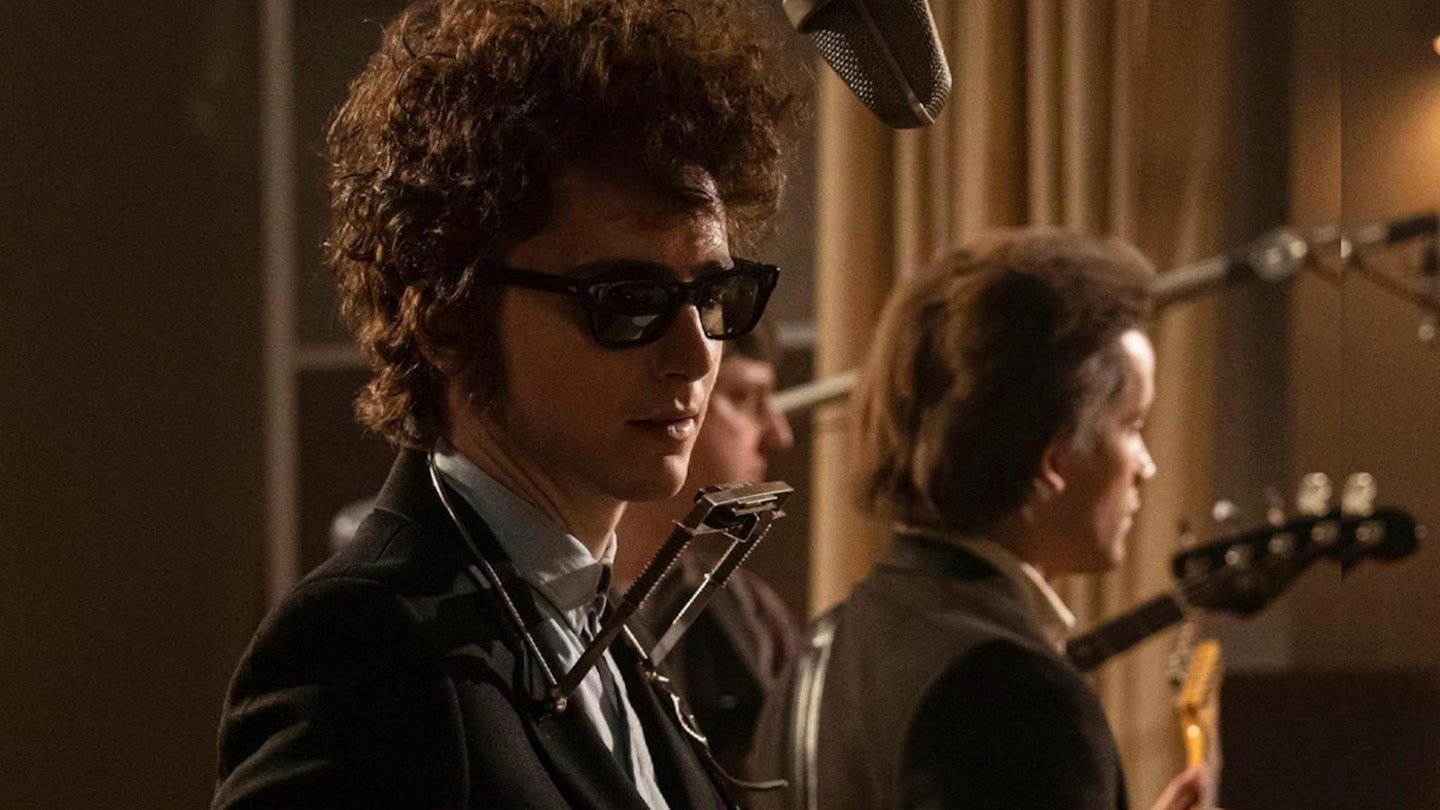 Timothee Chalamet as Bob Dylan in ‘A Complete Unknown.’ (Supplied)