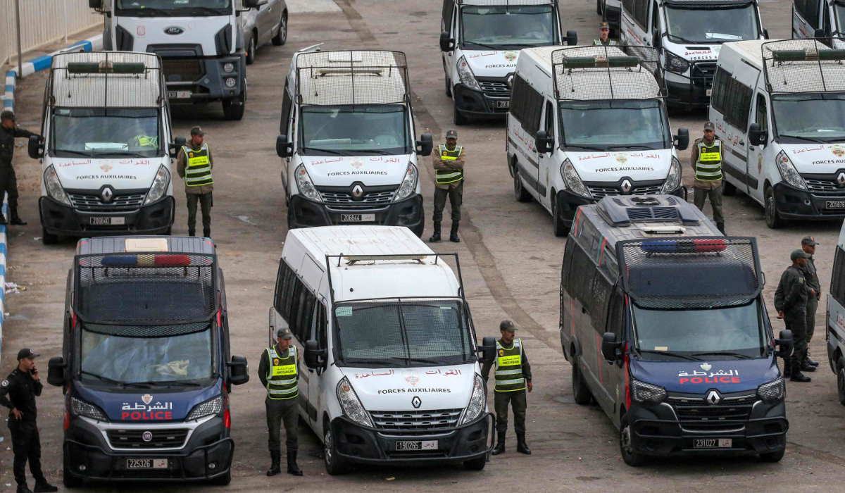 Vehicles of Morocco's Police and Auxiliary Forces are deployed in northern Morocco on September 30, 2024. (AFP)