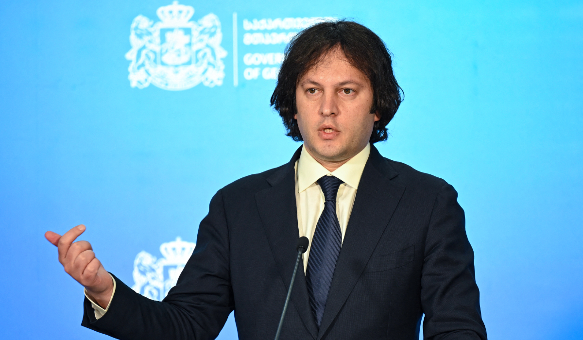 Georgian Prime Minister Irakli Kobakhidze holds a briefing in Tbilisi on December 4, 2024. (AFP)