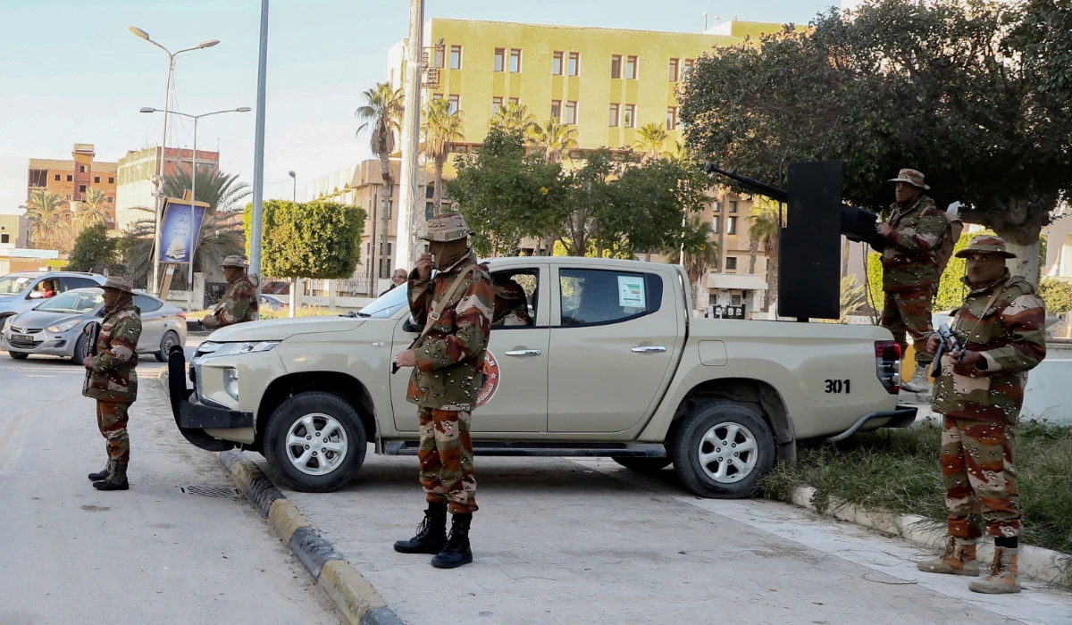 Libyan security forces launch an operation in western Libya to combat human trafficking and illegal drug and fuel smuggling in the coastal city of al-Zawiya, 50 kilometres west of the capital Tripoli, on January 5, 2025. (AFP)