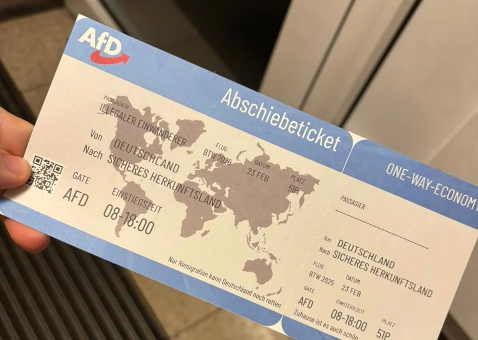 Germany's far-right AfD sends out mock plane tickets for migrants