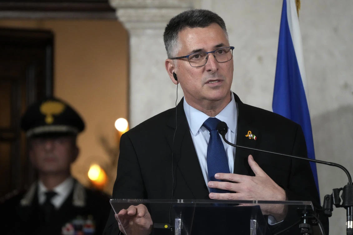 Israeli Foreign Minister Gideon Saar in Rome, Jan. 14 (AP)