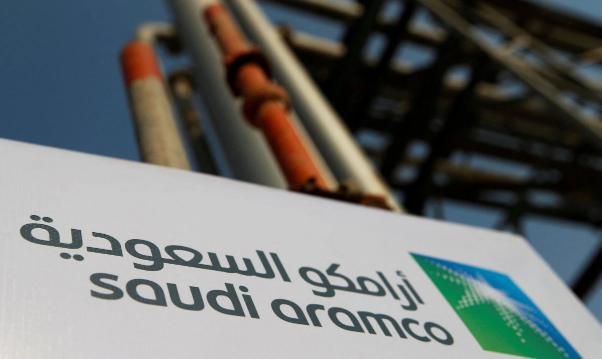 Saudi Aramco logo is pictured at the oil facility in Abqaiq, Saudi Arabia. (Reuters/File)