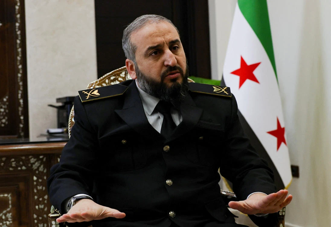 Syria's new defense minister Murhaf Abu Qasra attends an interview with Reuters in Damascus, Syria January 19, 2025. (Reuters)