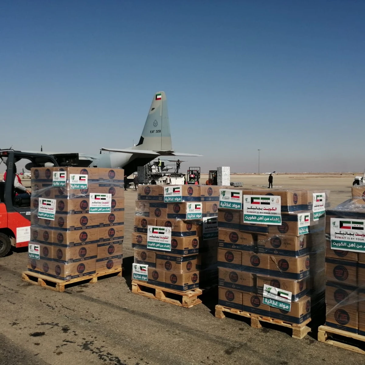 The aircraft landed at Damascus International Airport carrying food aid and winter supplies, Jan. 20 (KUNA)
