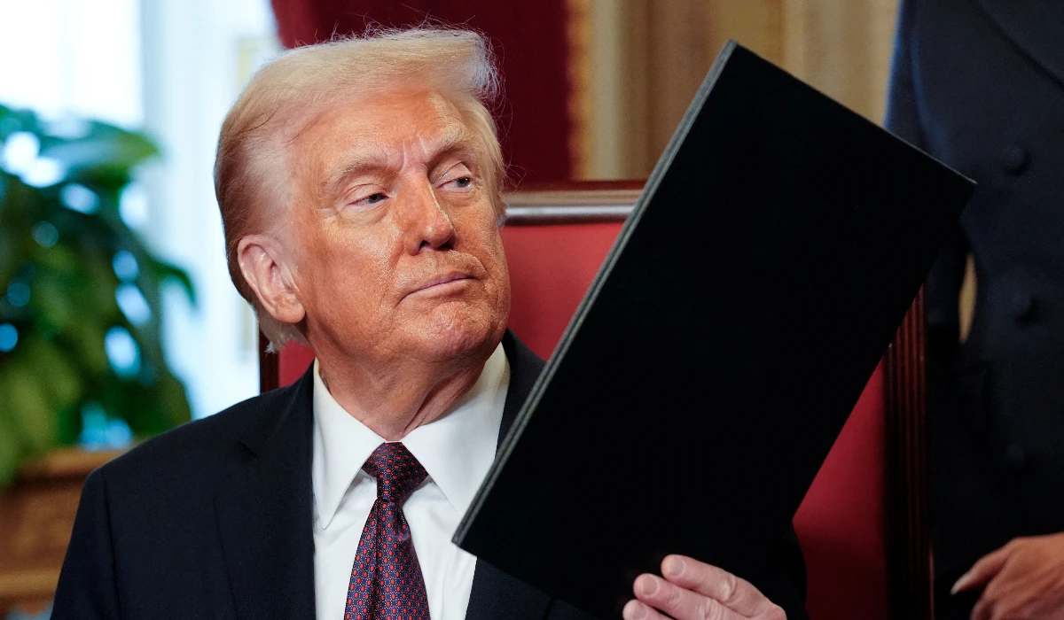 Newly sworn-in President Donald Trump takes part in a signing ceremony in the President’s Room following the 60th inaugural ceremony on January 20, 2025, at the US Capitol in Washington, DC. (REUTERS)