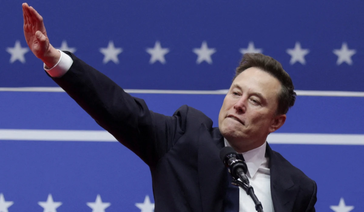 SpaceX CEO Elon Musk gestures during a rally on the inauguration day of U.S. President Donald Trump's second Presidential term, inside Capital One, in Washington, U.S. January 20, 2025. (REUTERS)