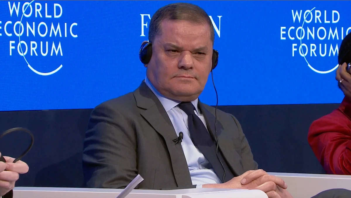Libyan Prime Minister Abdul Hamid Al-Debeibeh said Libya’s ongoing political crisis cannot be solved only from the point of view of security. (WEF/screengrab)