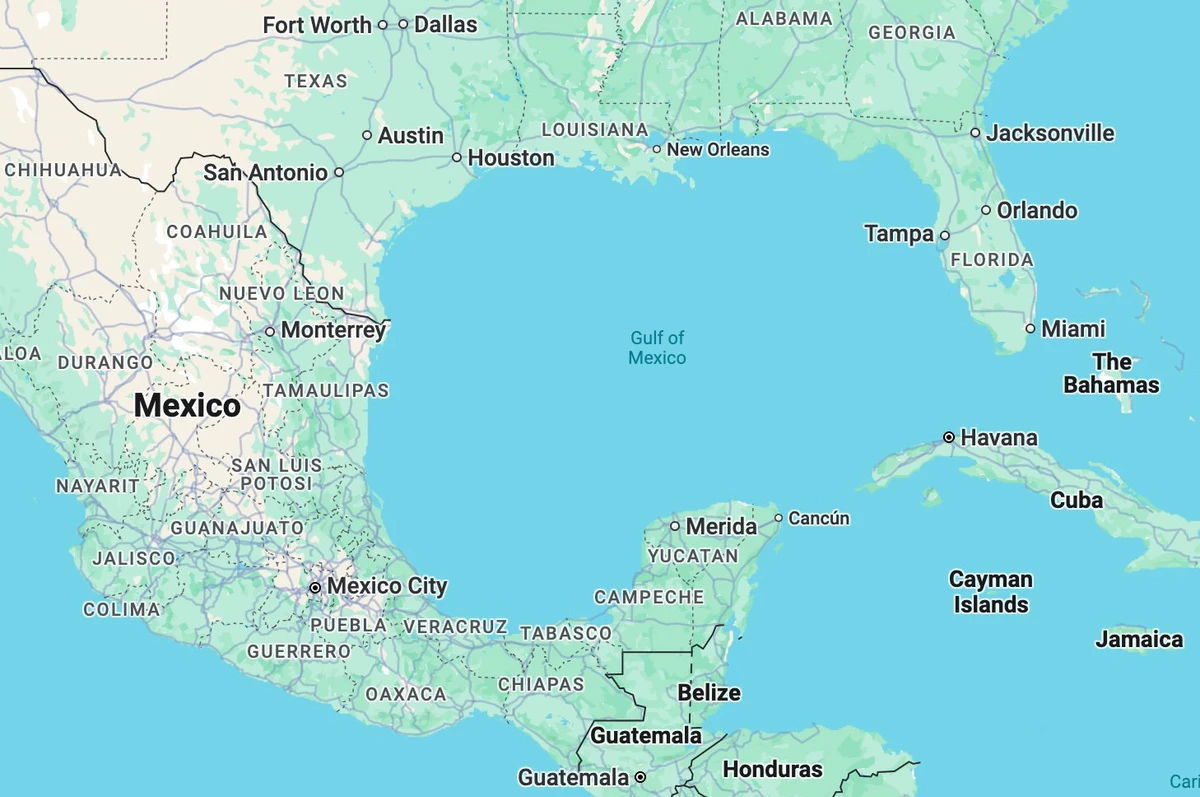 As the map would show, the Gulf of Mexico is a body of water that borders several countries and includes pockets of high seas. (Google map)