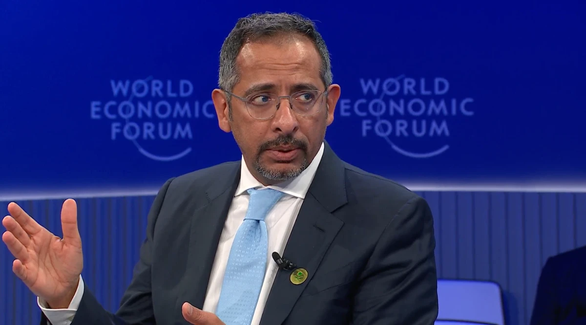 Saudi Minister of Industry and Mineral Resources, Bandar Alkhorayef, speaking on a panel at the World Economic Forum in Davos, Jan. 23 (Screengrab/Courtesy: WEF)