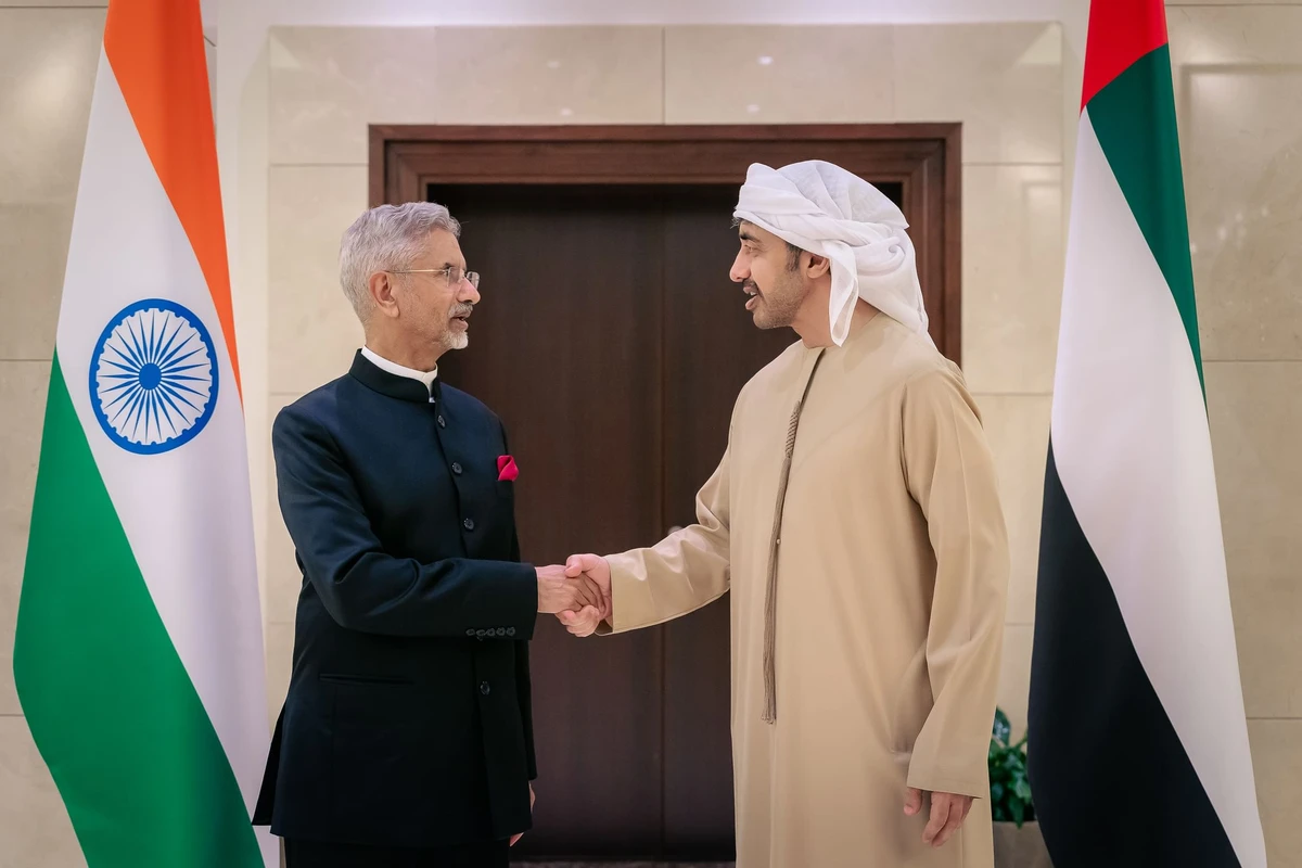 Sheikh Abdullah bin Zayed Al-Nahyan, the UAE minister of foreign affairs, met with his Indian counterpart, Subrahmanyam Jaishankar, in Abu Dhabi. (WAM)