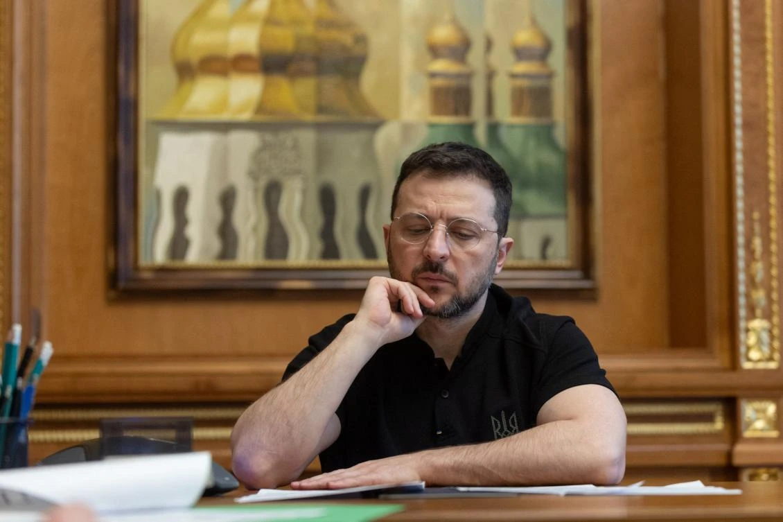 President Volodymyr Zelensky. (Ukrainian Presidential Press Service / AFP)