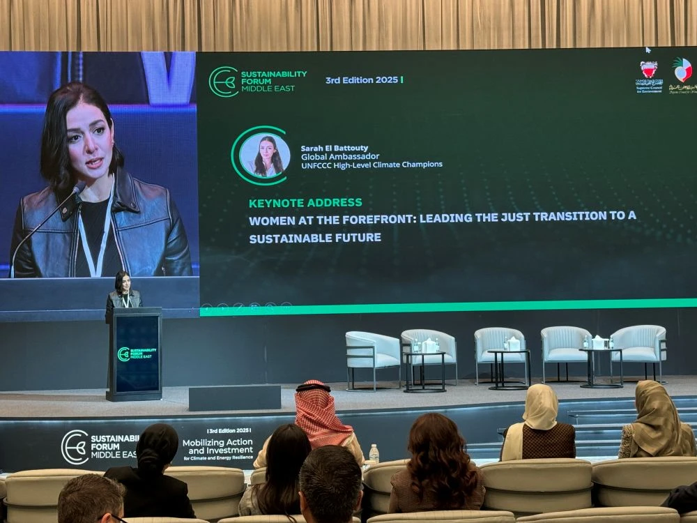 Sarah El-Battouty told Arab News that women are underrepresented in the green economy and tech sectors. (AN Photo/Ghadi Joudah)