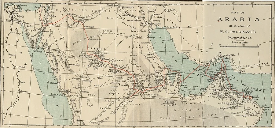 William Gifford Palgrave's travel itinerary. (Supplied)